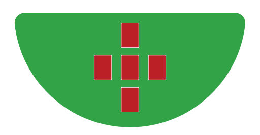 Layout of community cards in Criss Cross Poker