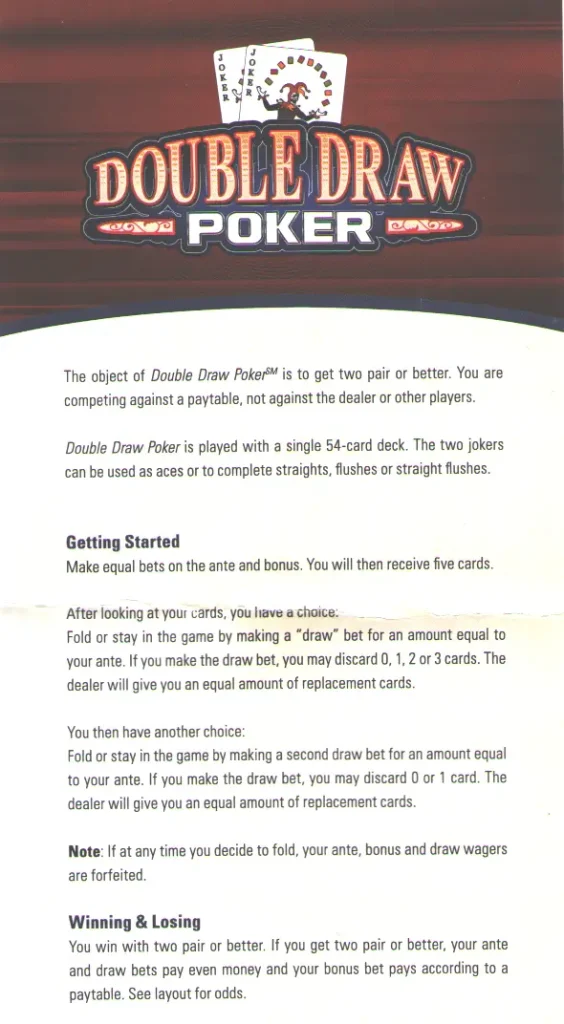 Double Draw Poker Official Rules