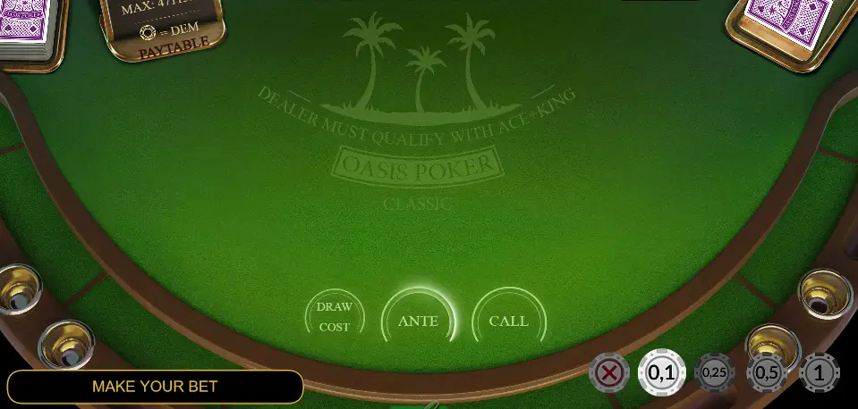 Oasis Poker Table Layout