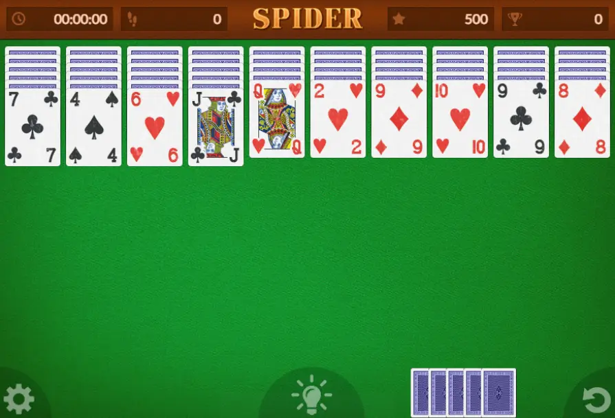 Online Spider Solitaire Screenshot