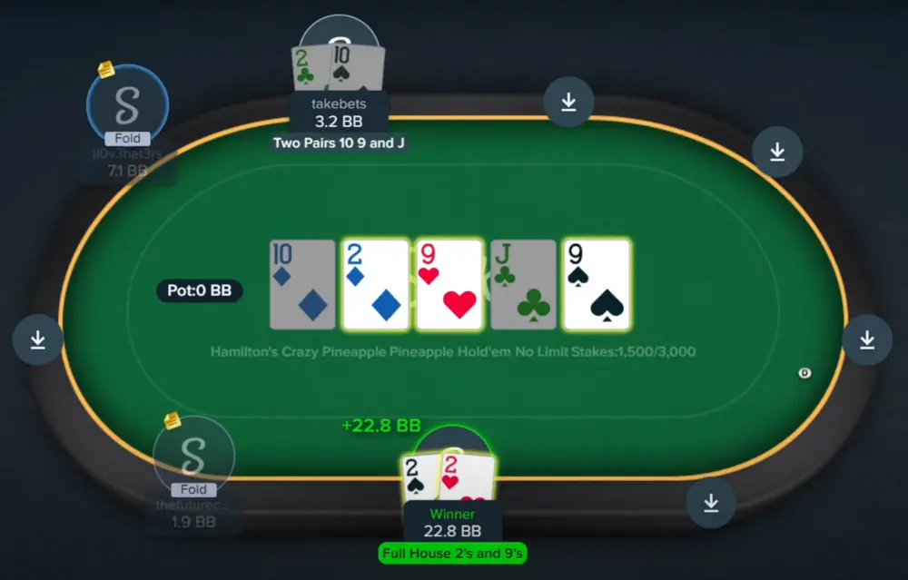 Crazy Pineapple Poker table screenshot