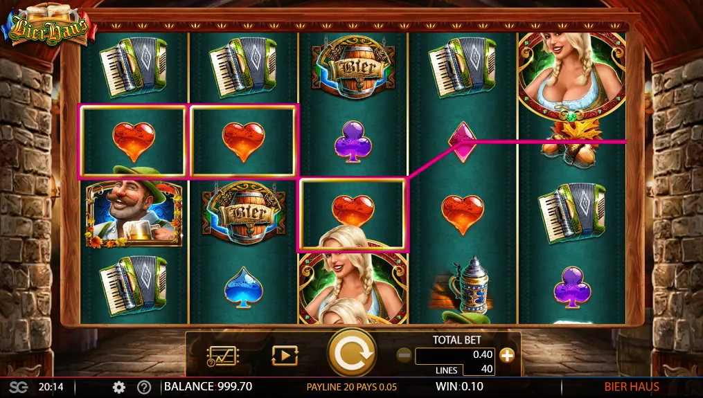 Screenshot of the free online Bier Haus slot machine by WMS
