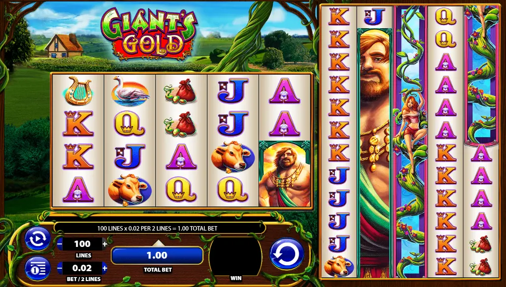 In-game screenshot of the free online Giant's Gold slot demo by WMS
