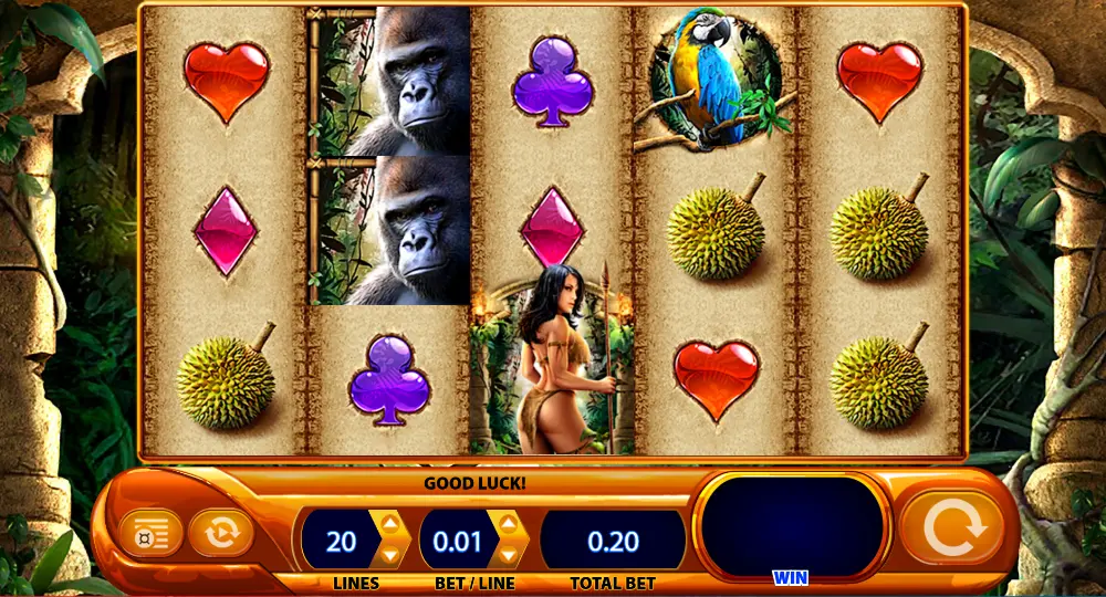 Screenshot of the free online Amazon Queen slot machine by WMS