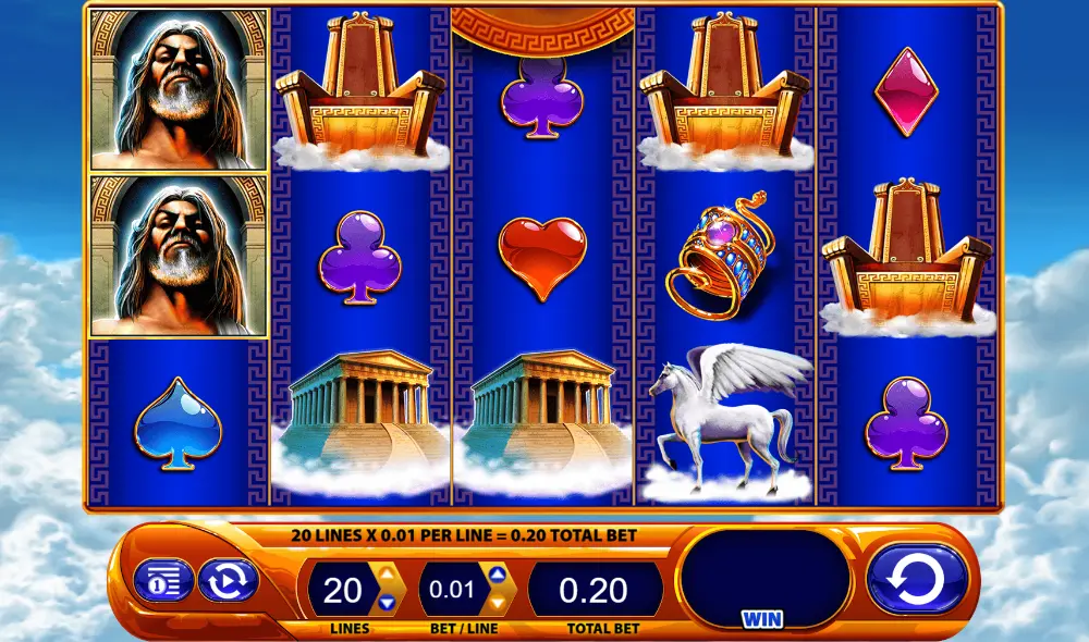Game screenshot of the free online Kronos slot machine by WMS