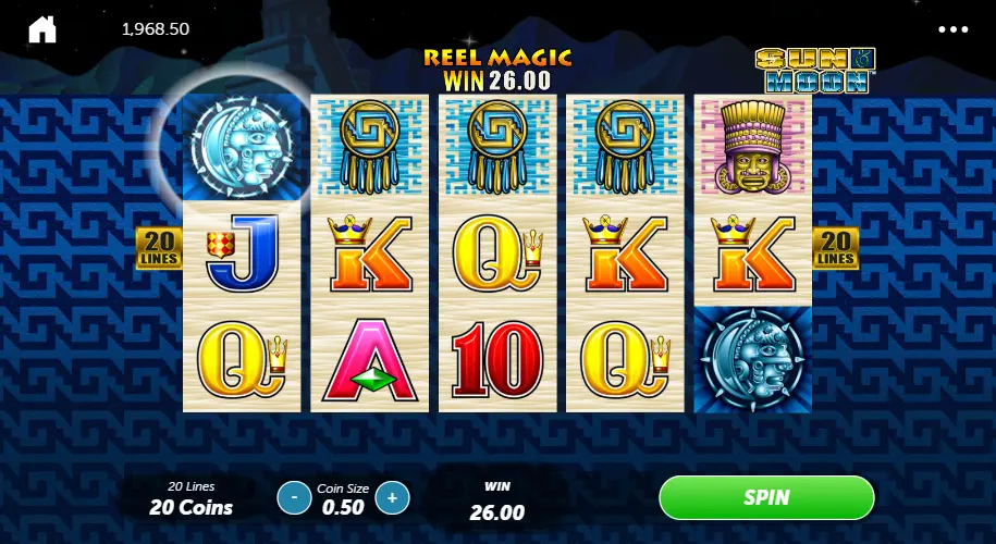 Screenshot of the free online Sun & Moon slot machine by Aristocrat