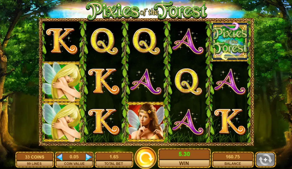 Screenshot of the free online Pixies of the Forest slot machine by IGT
