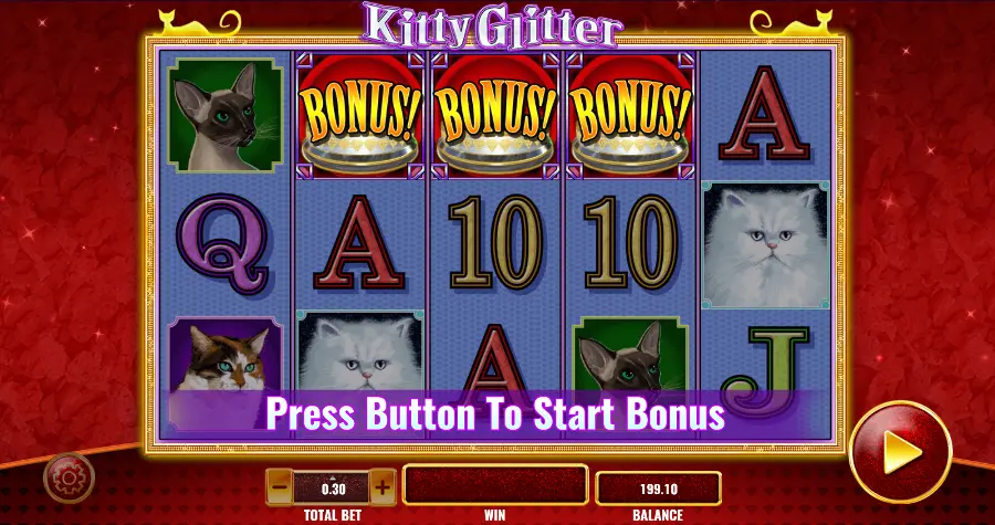 Screenshot of hitting three bonus dishes in Kitty Glitter