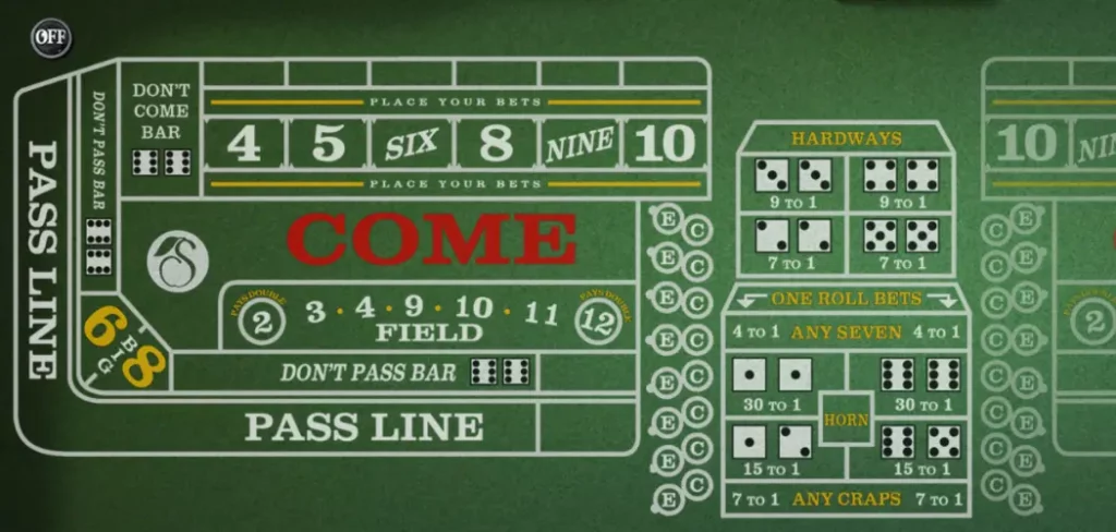 Online Craps game table