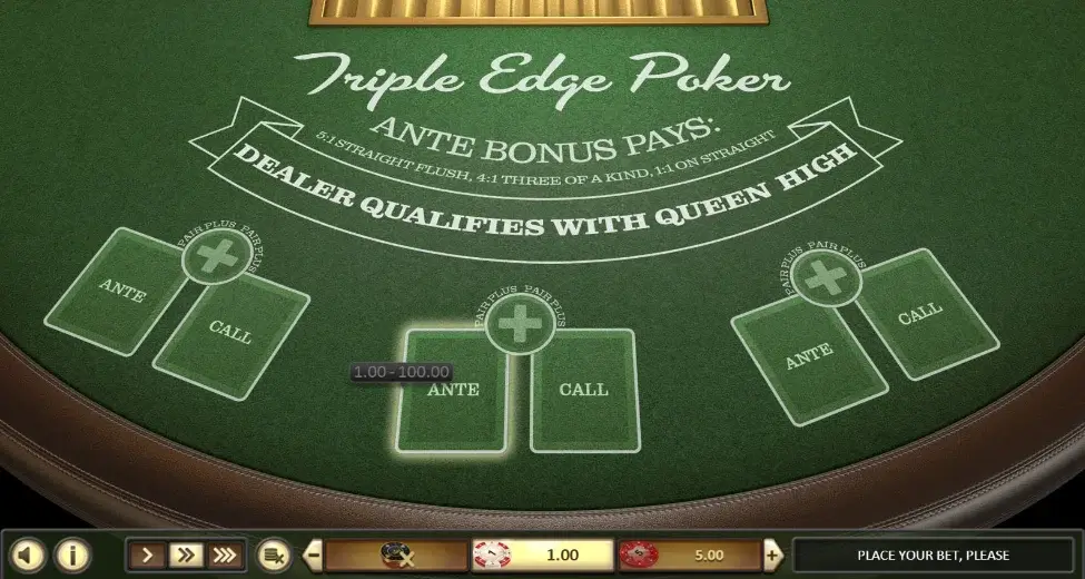 Online Triple Edge Poker game screenshot