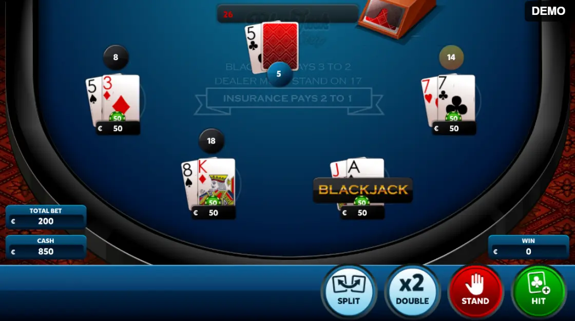 Screenshot of the online Vegas Strip Blackjack game