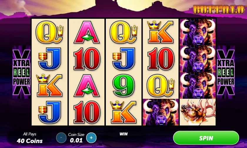 Screenshot of the free Buffalo slot by Aristocrat
