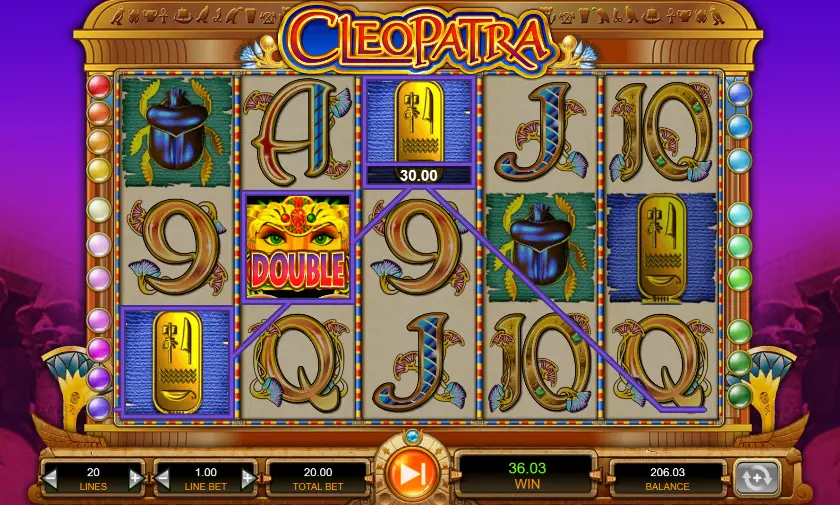 Screenshot of the free Cleopatra slot by IGT