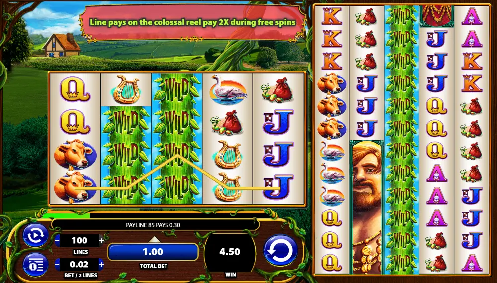 Example of a win with Wild symbols in Giant's Gold
